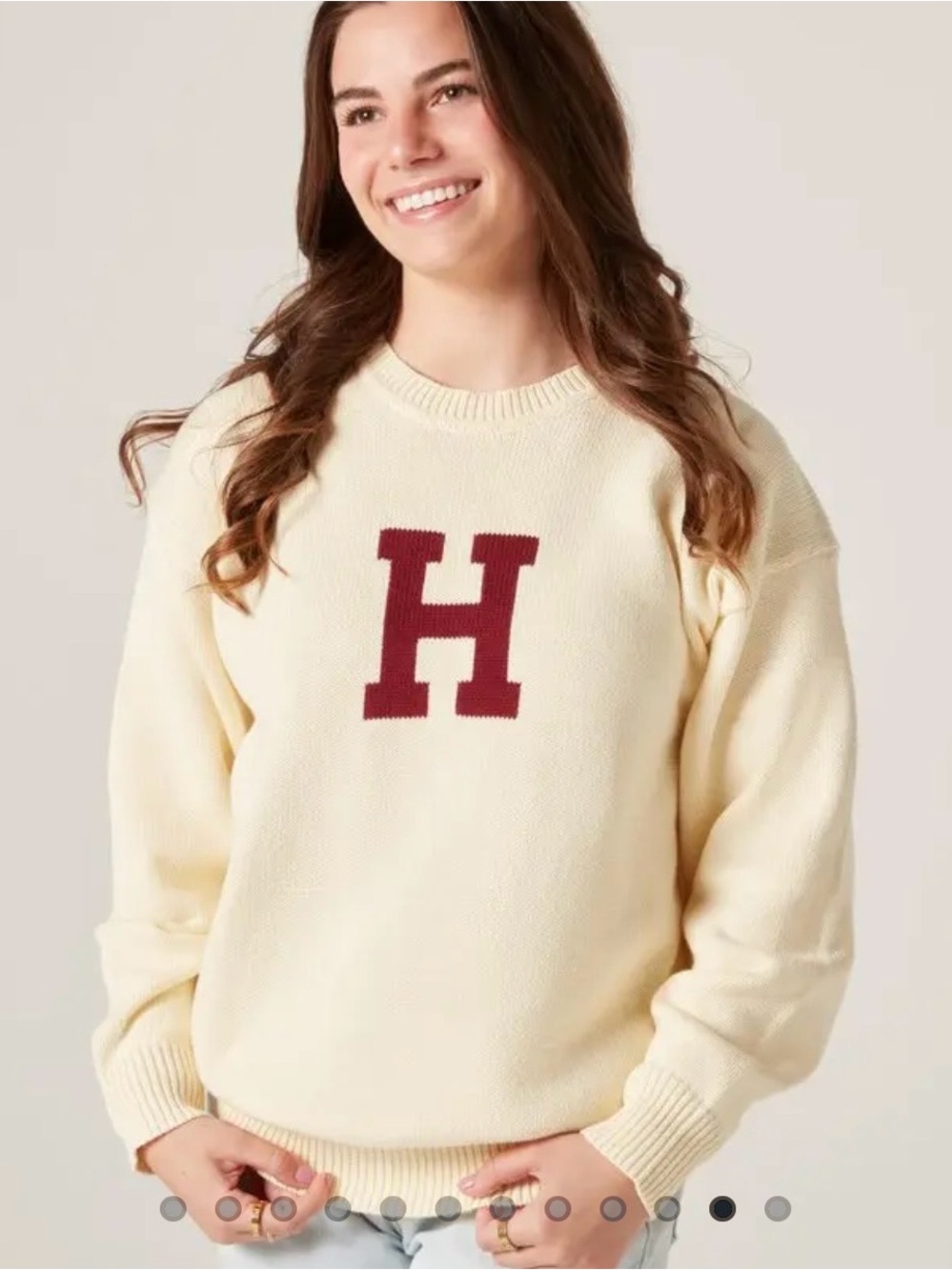 Cream Harvard “the H” sweater